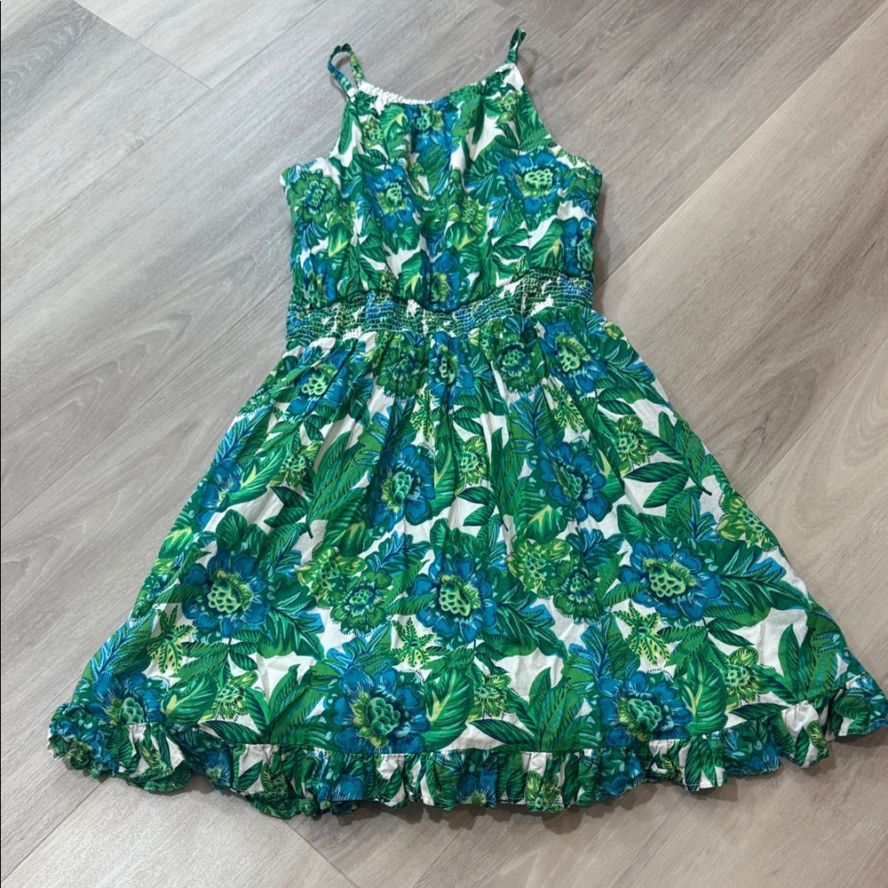 Janie and Jack Green Floral Kids Dress